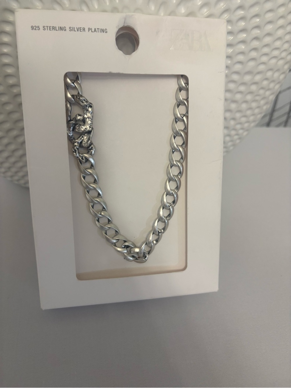Zara Sterling Silver Plated Link Chain Necklace (Unisex) - Picture 4 of 6